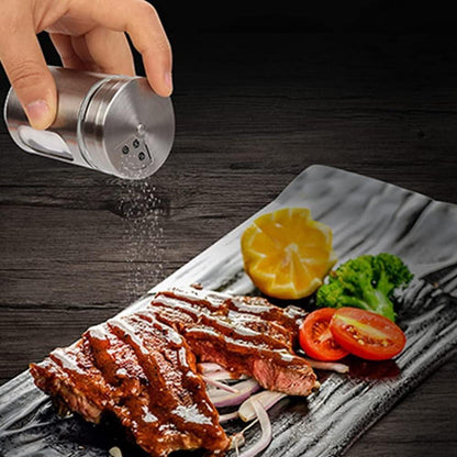 6er Set Gewürzbehälter aus Glas mit Edelstahl Deckel