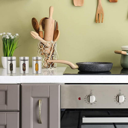 6er Set Gewürzbehälter aus Glas mit Edelstahl Deckel