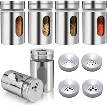 6er Set Gewürzstreuer Glas mit Edelstahl Deckel - Gewürzdosen