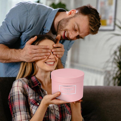 3er Set Runde Blumen Geschenkbox mit Deckel Rosa Ø15/17/20cm