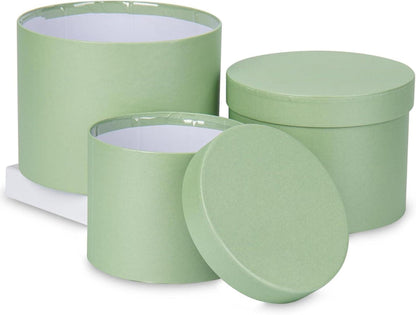 3er Set Runde Geschenkbox Blumenbox mit Folie Aufbewahrungsbox mit