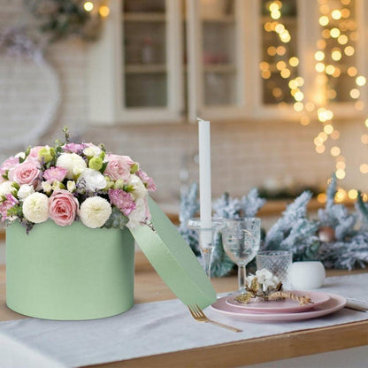 3er Set Runde Geschenkbox Blumenbox mit Folie Aufbewahrungsbox mit