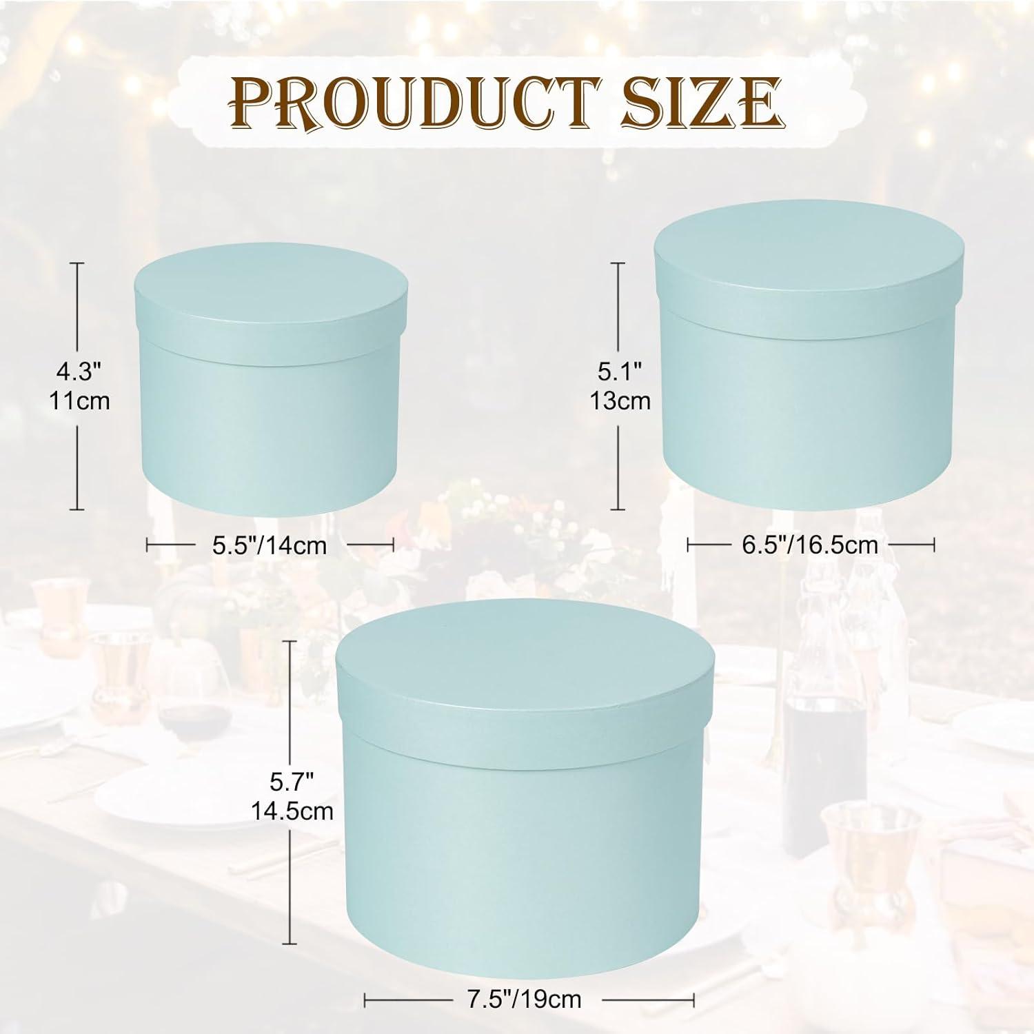 3er Set Runde Blumen-Geschenkboxen Blau Ø15/17/20cm