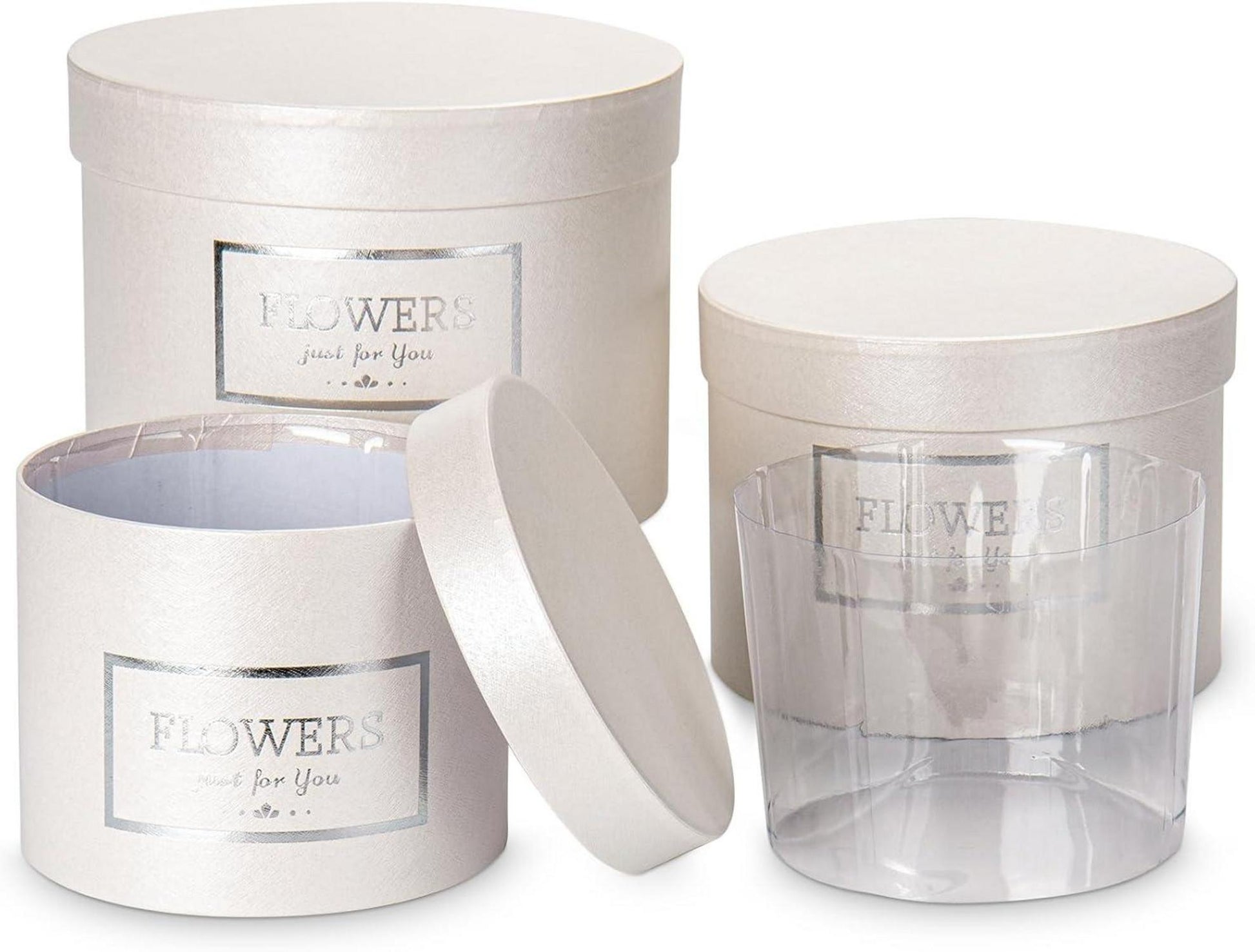 3er Set Runde Geschenkbox Blumenbox mit