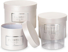 3er Set Runde Geschenkbox Blumenbox mit