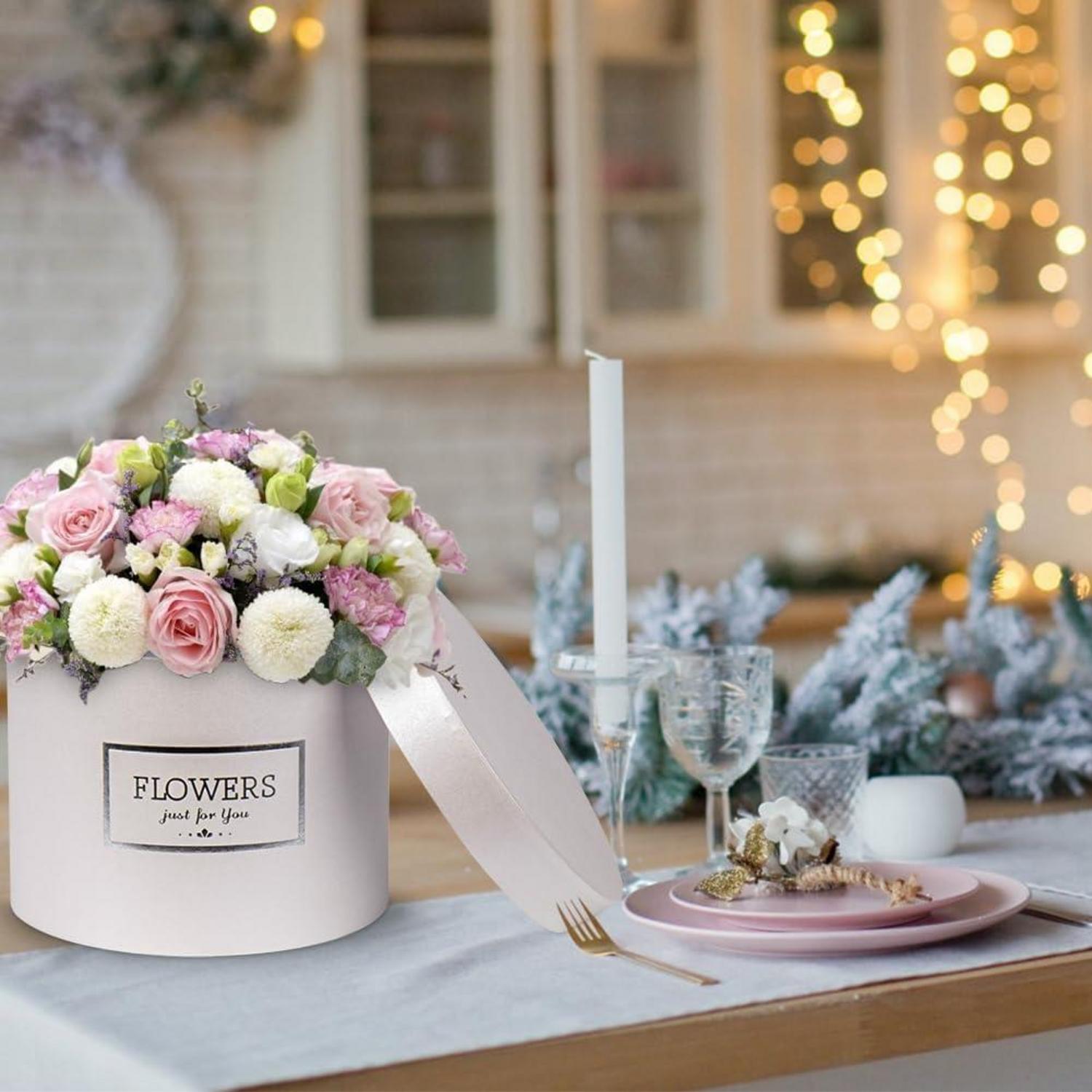 3er Set Runde Geschenkbox Blumenbox mit