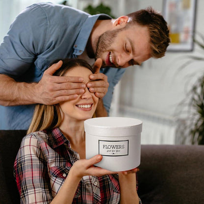 3er Set Runde Blumen-Geschenkboxen mit Deckel, Weiß Ø15/17/20cm