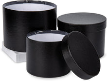 3er Set Runde Geschenkbox Blumenbox Schwarz Ø15/17/20cm