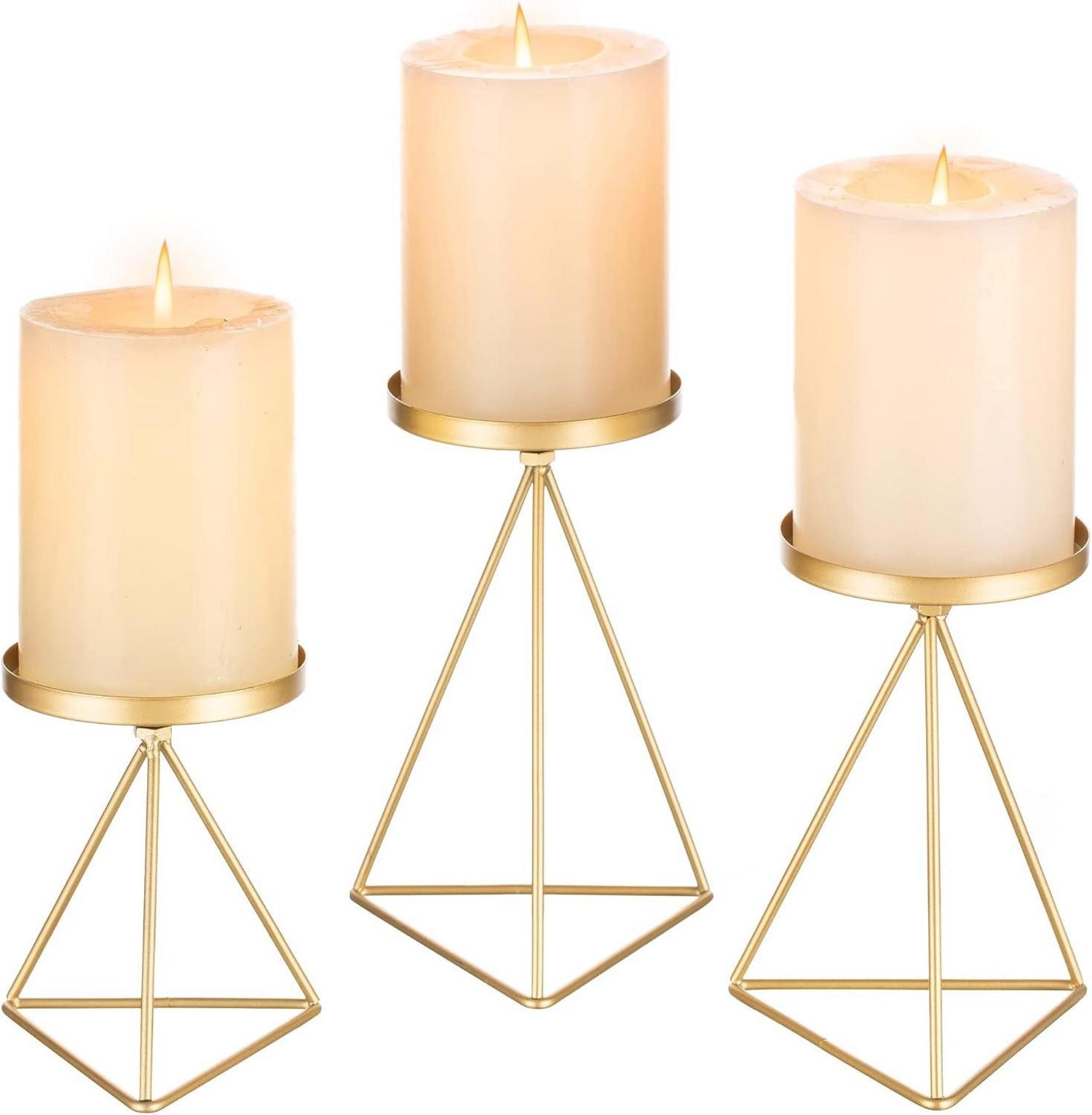 Kerzenständer 3er Set Metall Gold Vintage Weihnachten