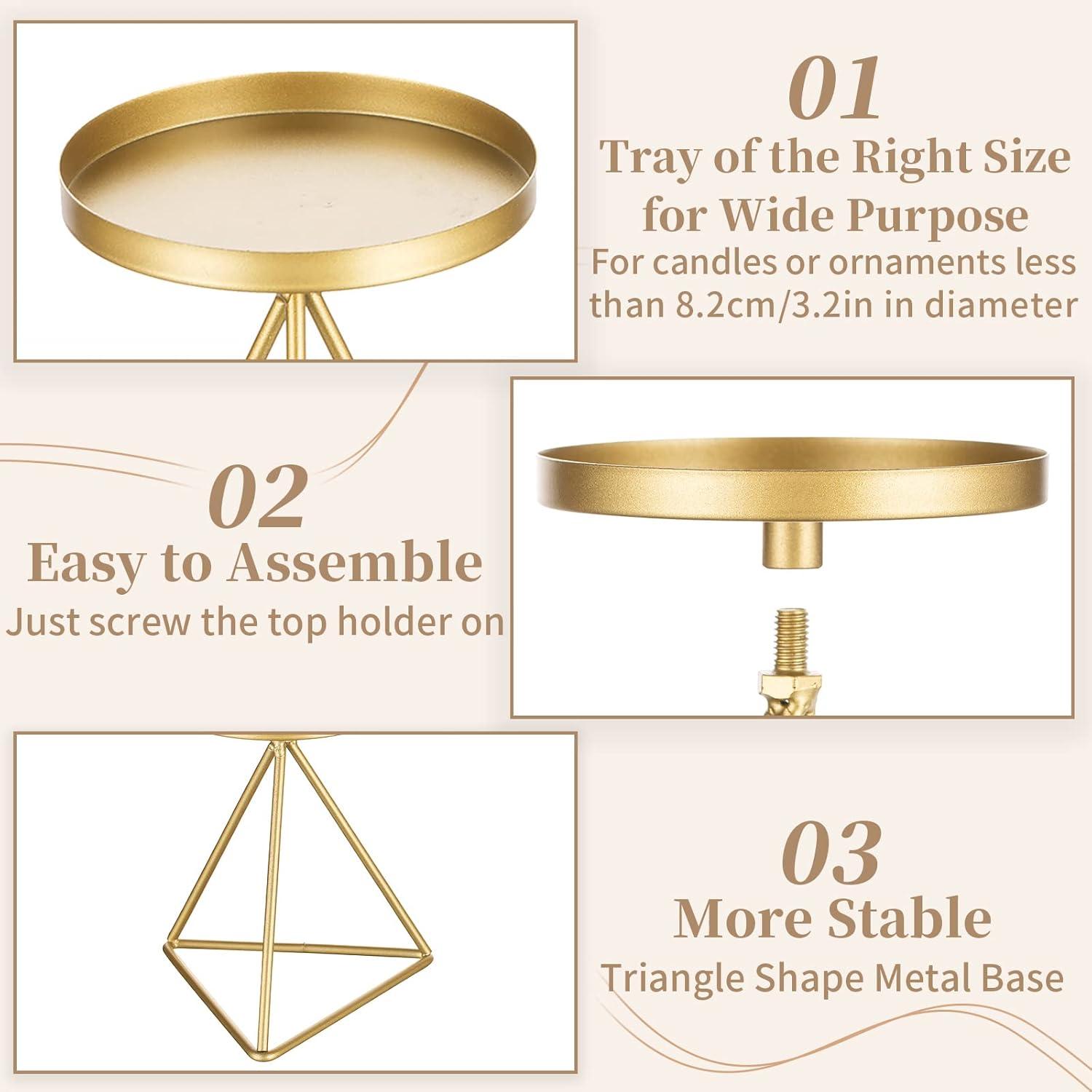 Kerzenständer Metall 3er Set Gold Vintage für Stumpenkerzen