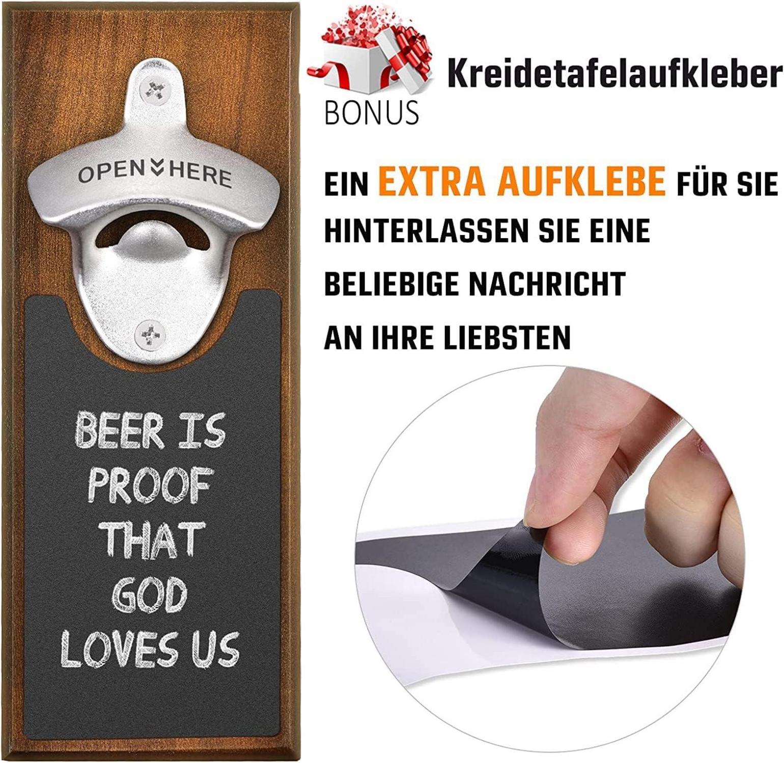 Flaschenöffner Wand Holz Magnet Biergeschenk Männer Ehemann