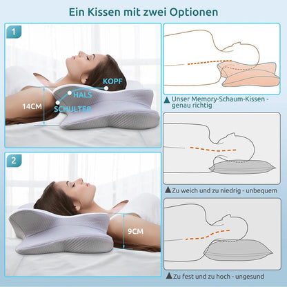 Memory Foam Nackenkissen Seitenschläfer ergonomisch 63 x 38 x 14 cm