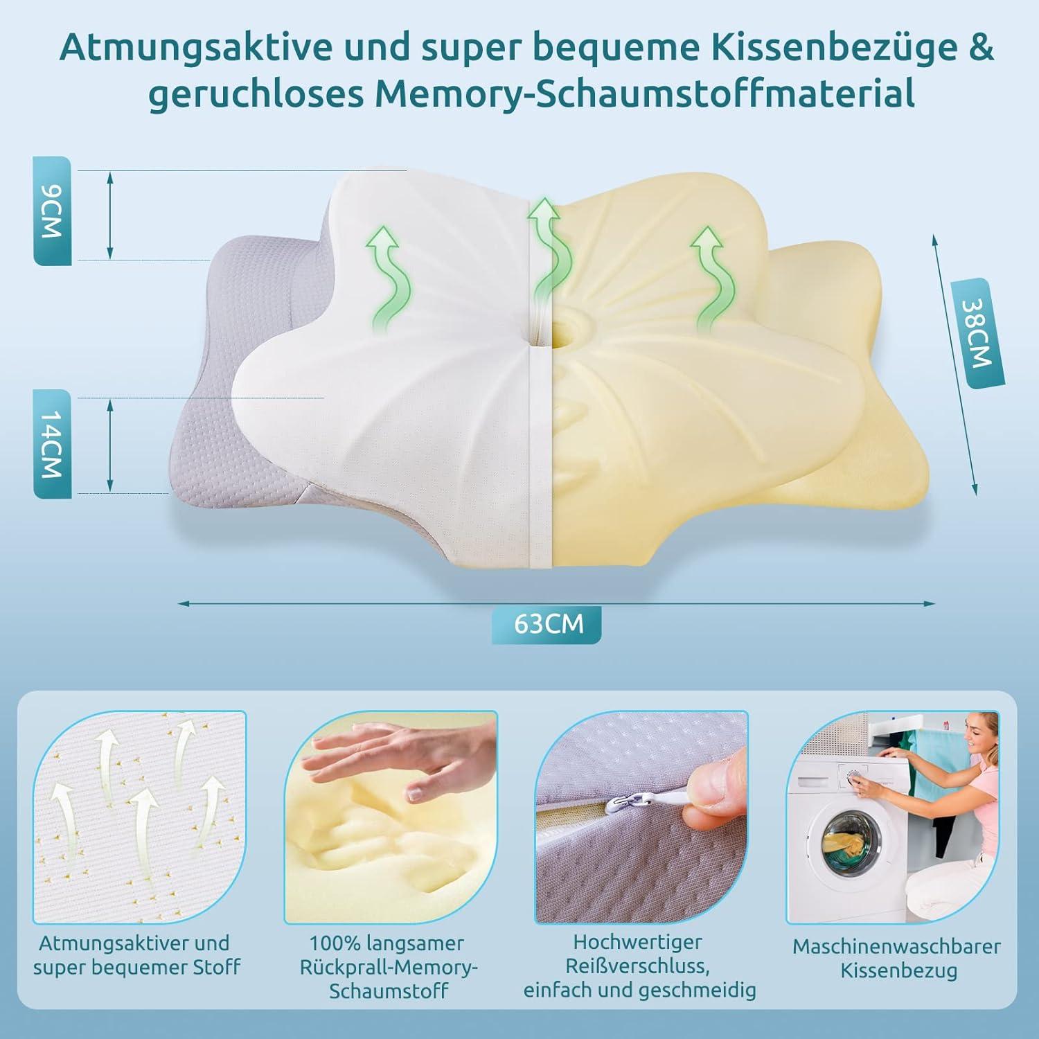 Ergonomisches Memory Foam Nackenkissen Seitenschläfer Bauchschläfer