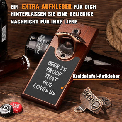 Magnetischer Wand Flaschenöffner aus Holz Kronkorken Fänger