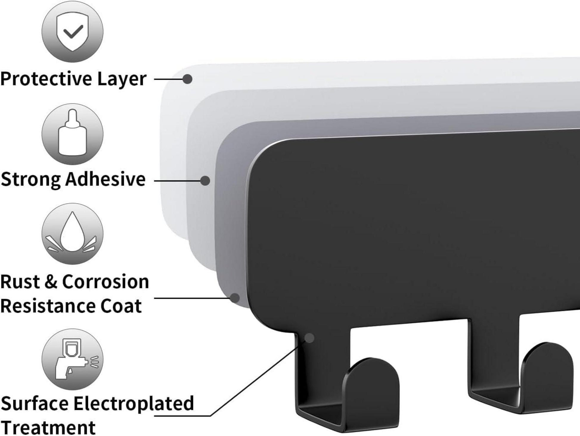 Schwarzes Schlüsselbrett mit 8 Haken, Schlüssel Organizer
