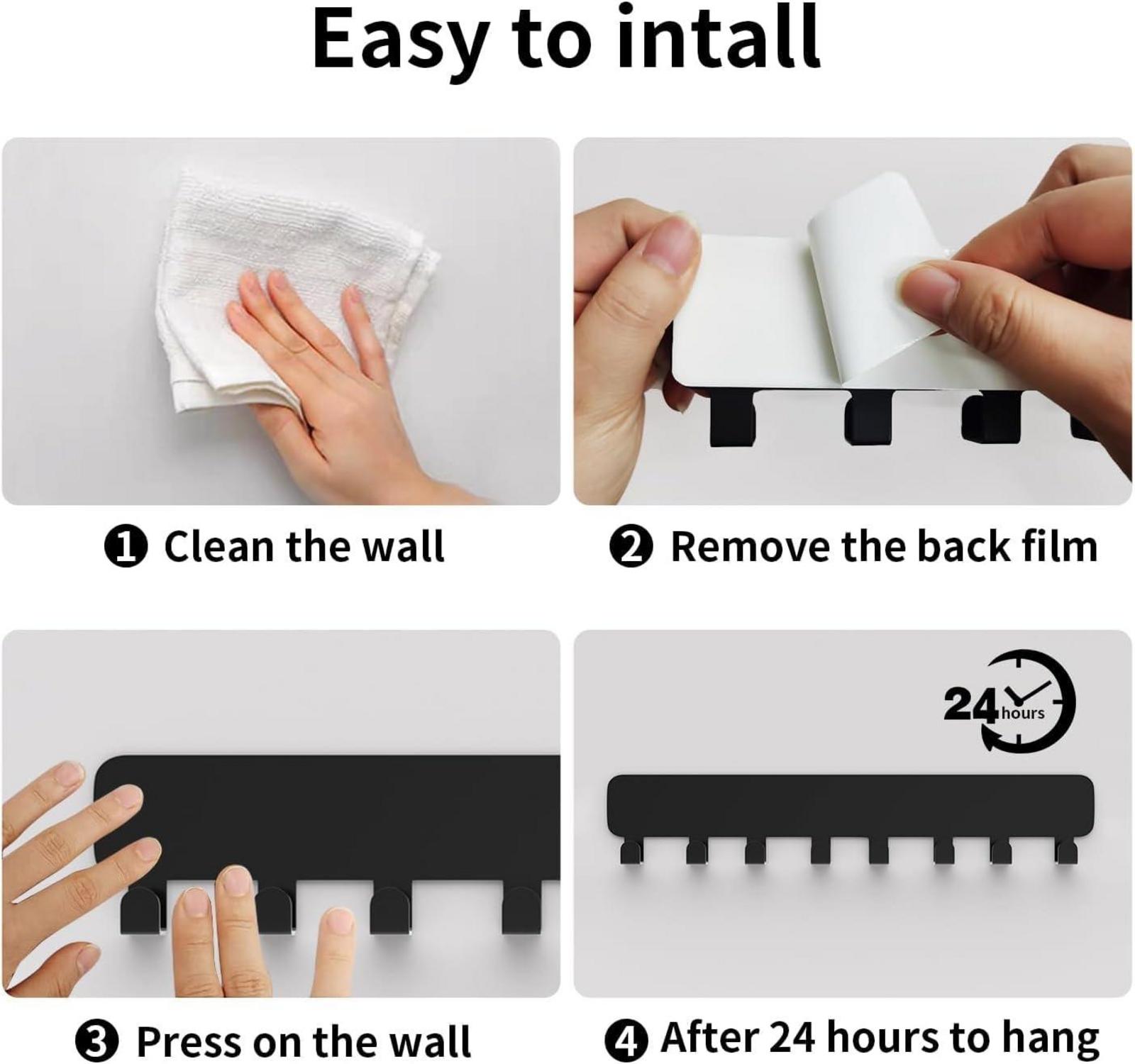 Schlüsselbrett Wand Organizer Schwarz 8 Haken 6kg tragbarkeit Schlüsselhalter Schlüsselhaken Wandmontage