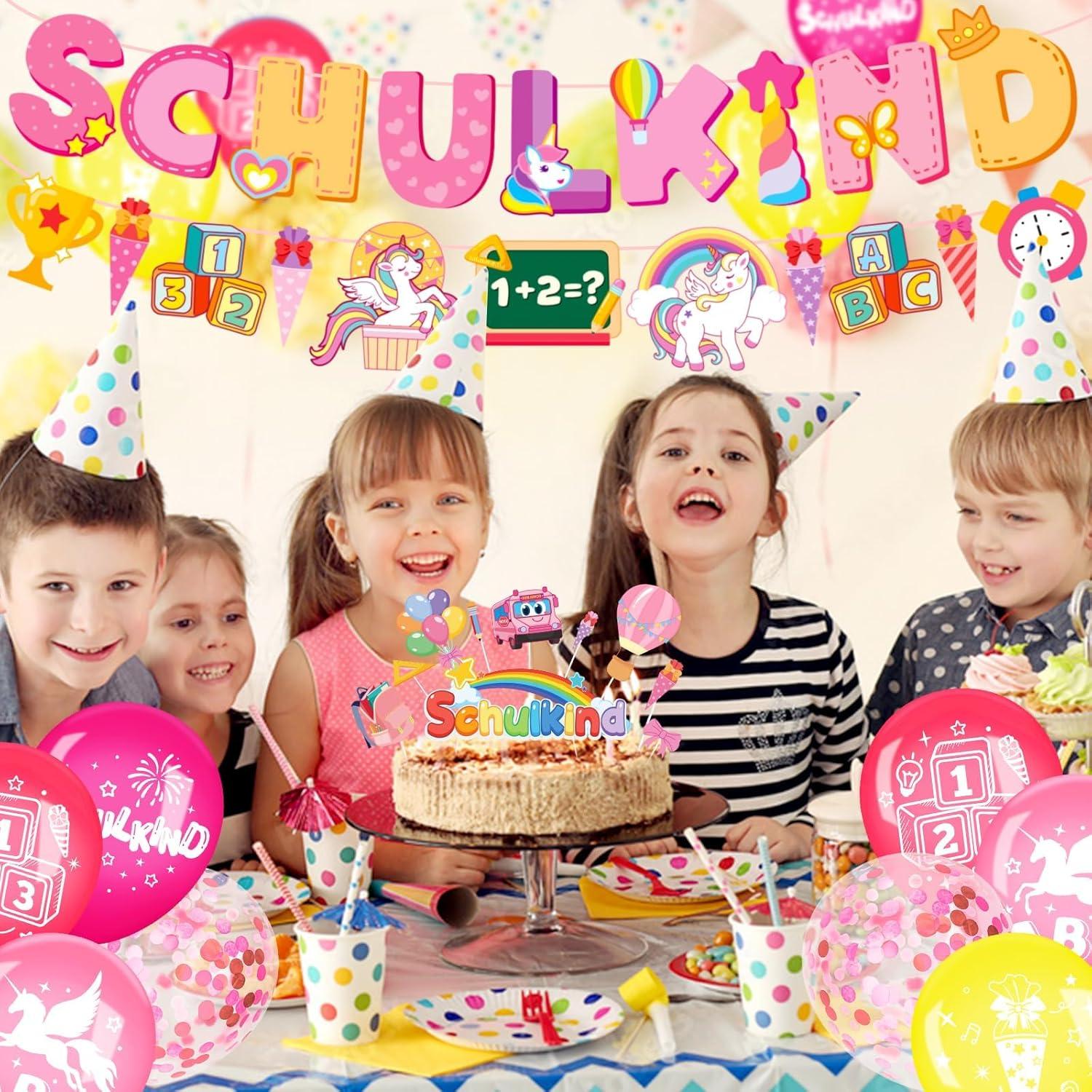 Einschulung Mädchen Deko Einhorn Schulanfang Set Rosa Luftballons
