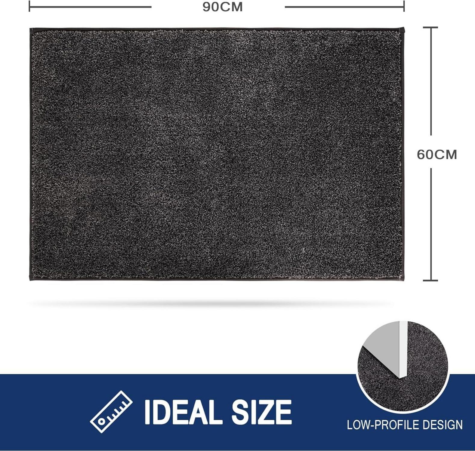 Schmutzfangmatte Innen 60x90cm Rutschfest Waschbar Fußmatte Holzkohle
