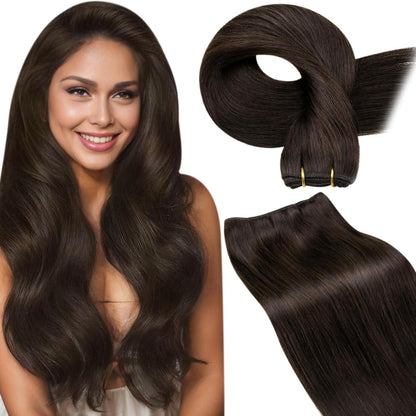 Dunkelbraune Echthaar Tressen 40cm - Remy Echthaar Extensions