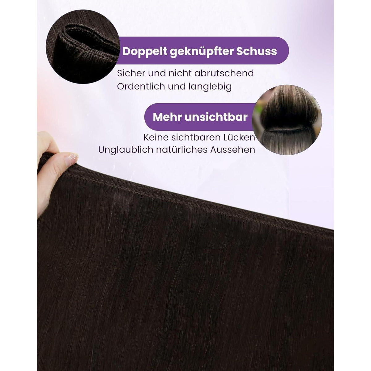 Dunkelbraune Echthaar Tressen 40cm - Remy Echthaar Extensions