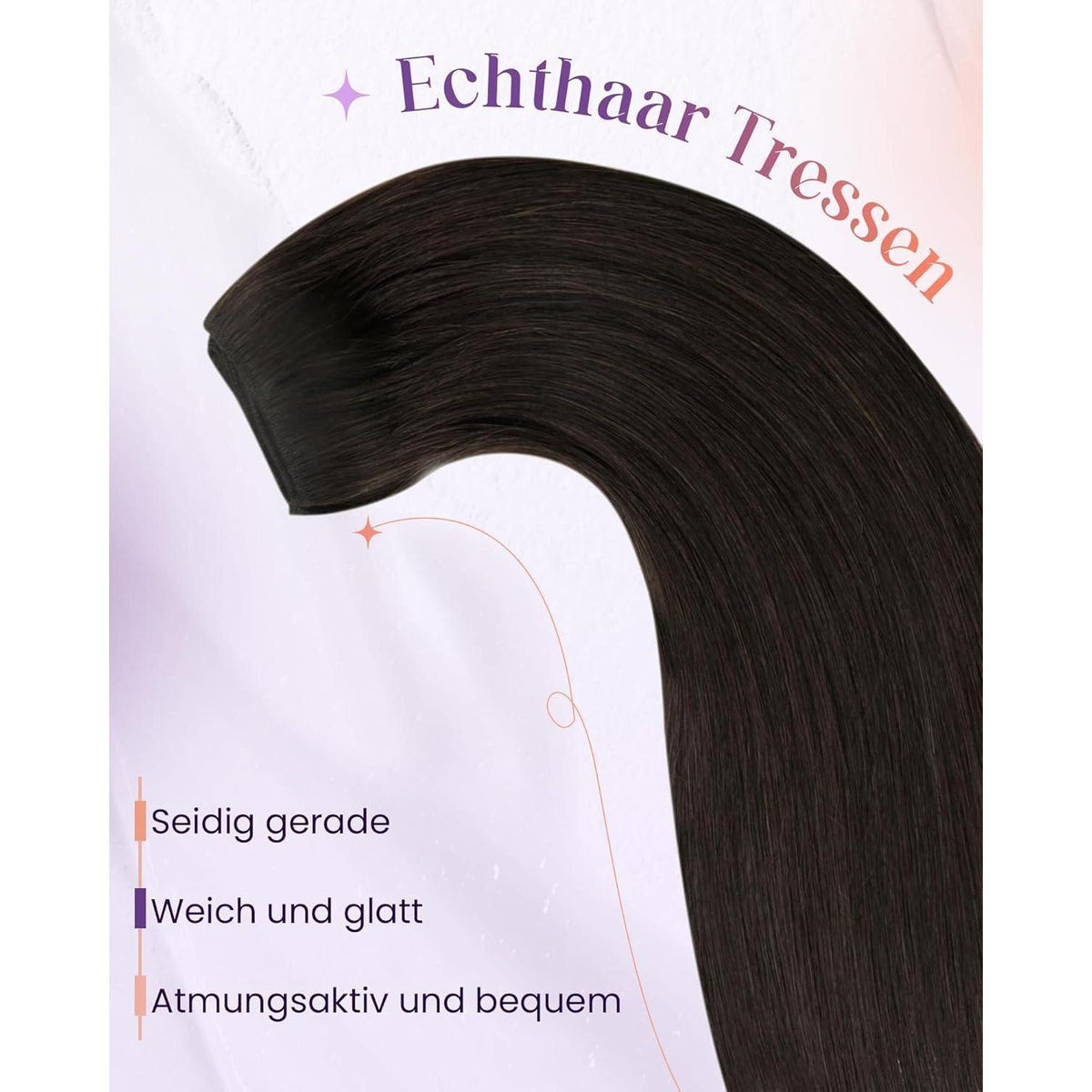 Dunkelbraune Echthaar Tressen 40cm - Remy Echthaar Extensions