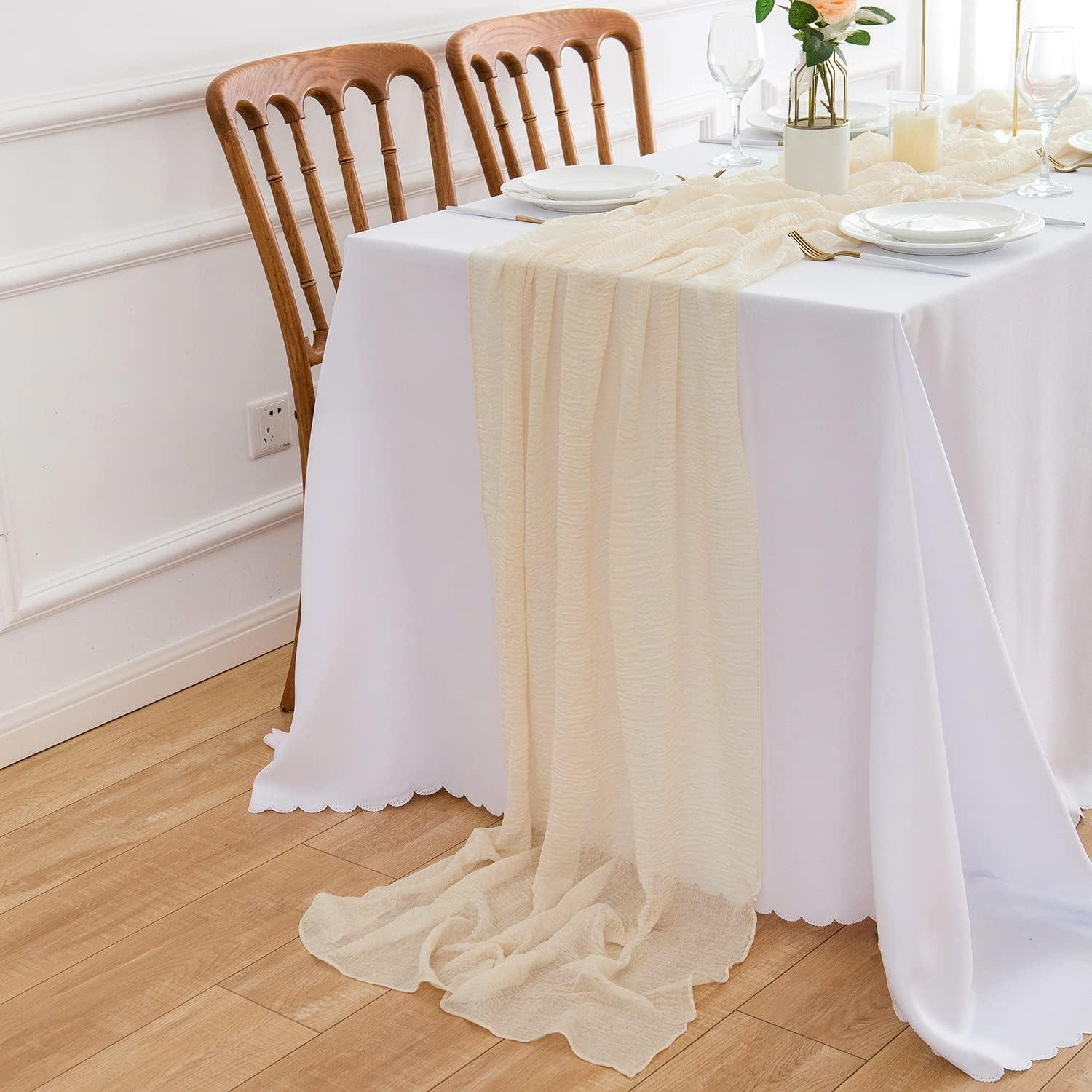 Musselin Tischläufer Beige Creme 3m Hochzeit Käsetuch