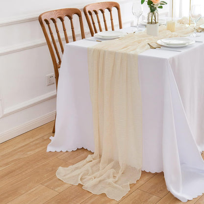 Musselin Tischläufer Beige Creme 3m Hochzeit Käsetuch