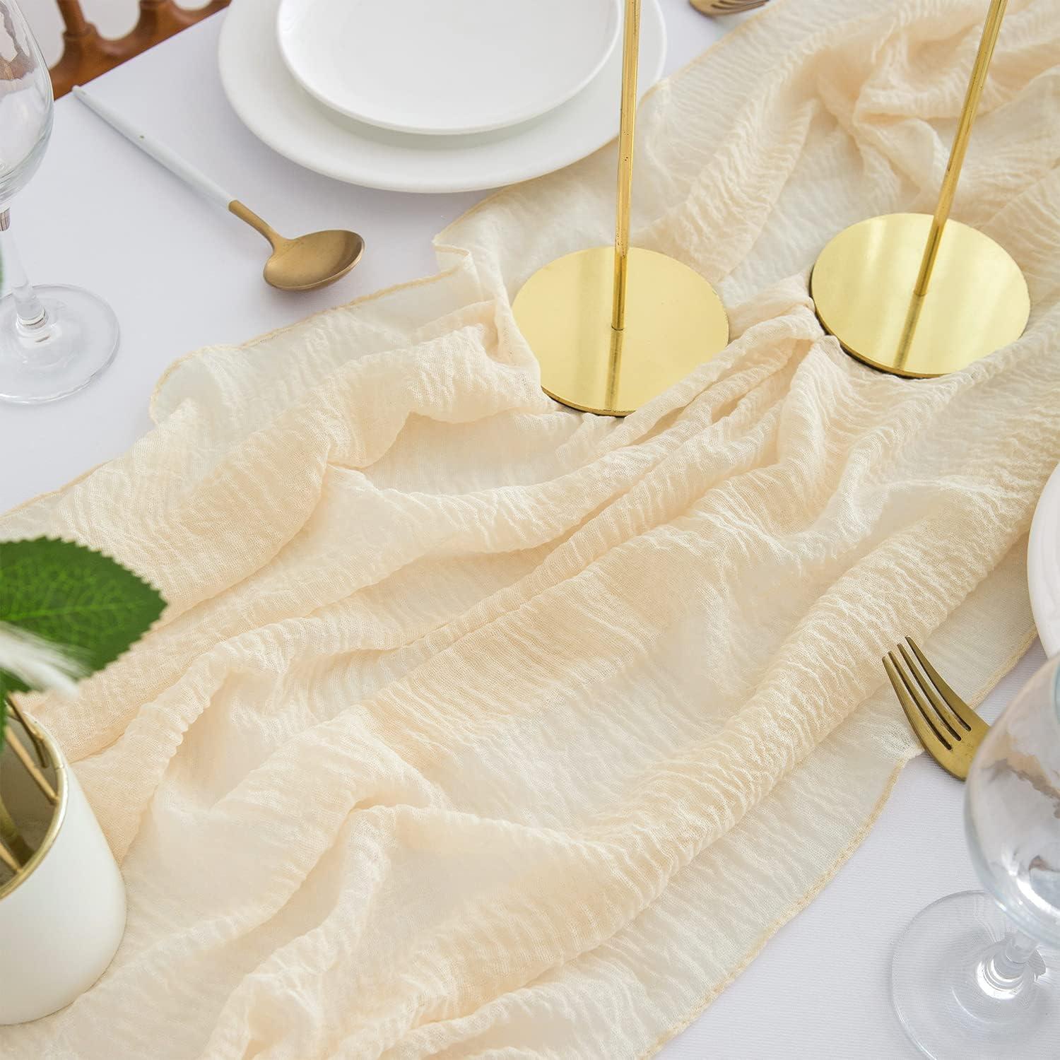 Tischläufer Musselin Stoff Hochzeit Käsetuch Beige 300x80cm