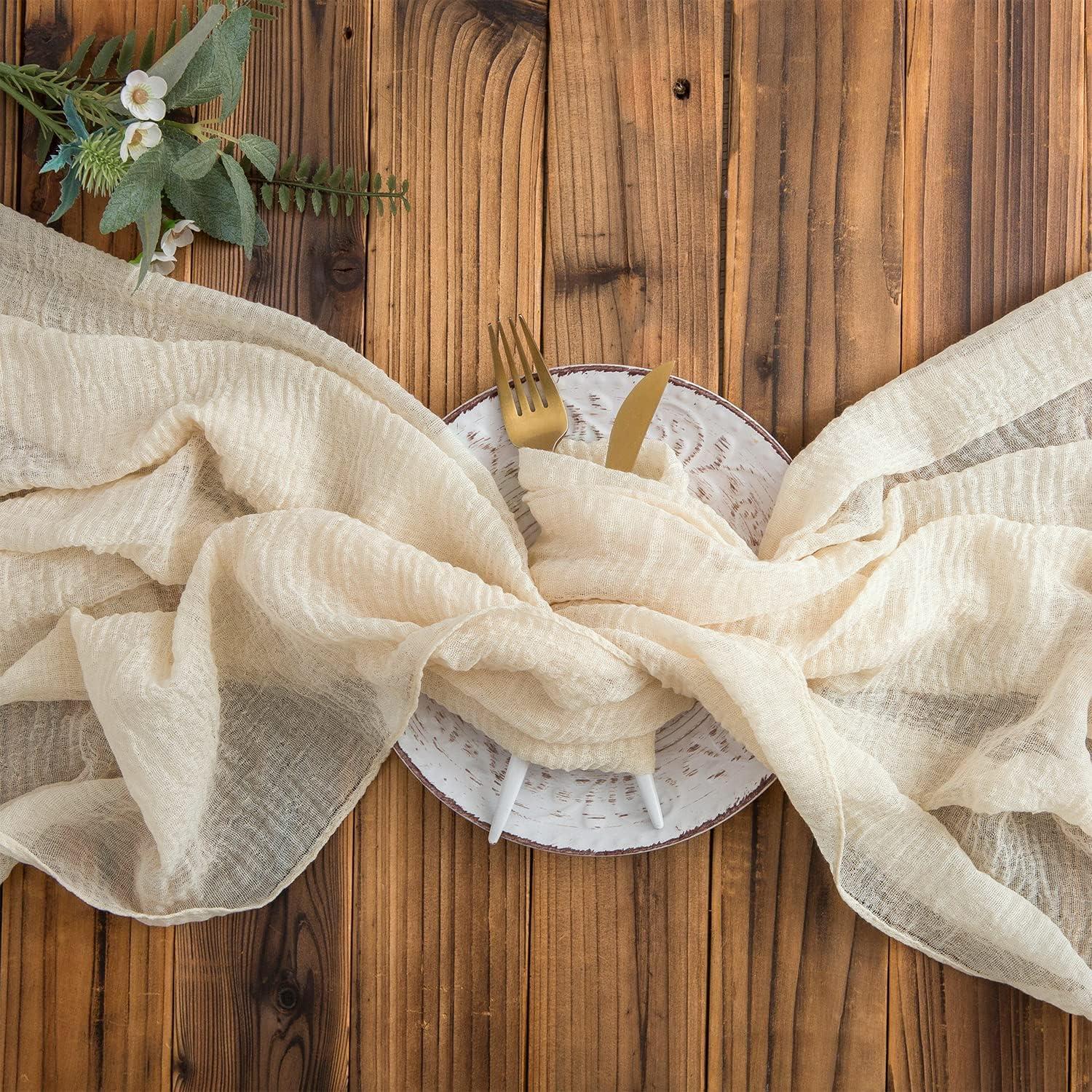 Tischläufer Musselin Stoff Beige Creme Käsetuch Hochzeit 300 x 80cm
