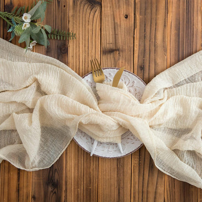 Tischläufer Musselin Stoff Beige Creme Käsetuch Hochzeit 300 x 80cm