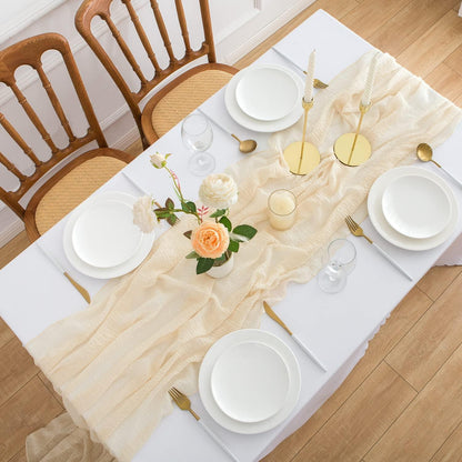 Tischläufer 300x80cm Musselin Stoff Beige Creme Käsetuch Hochzeit