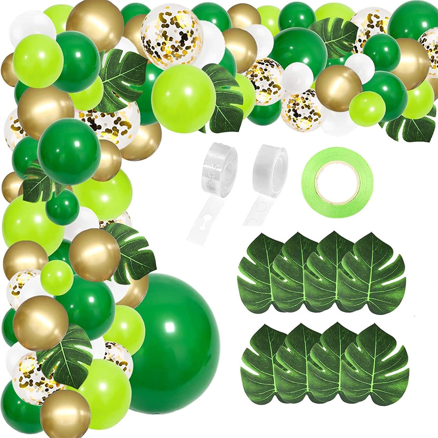 Grüne Dinosaurier Luftballon Girlande Set mit Konfetti Ballons
