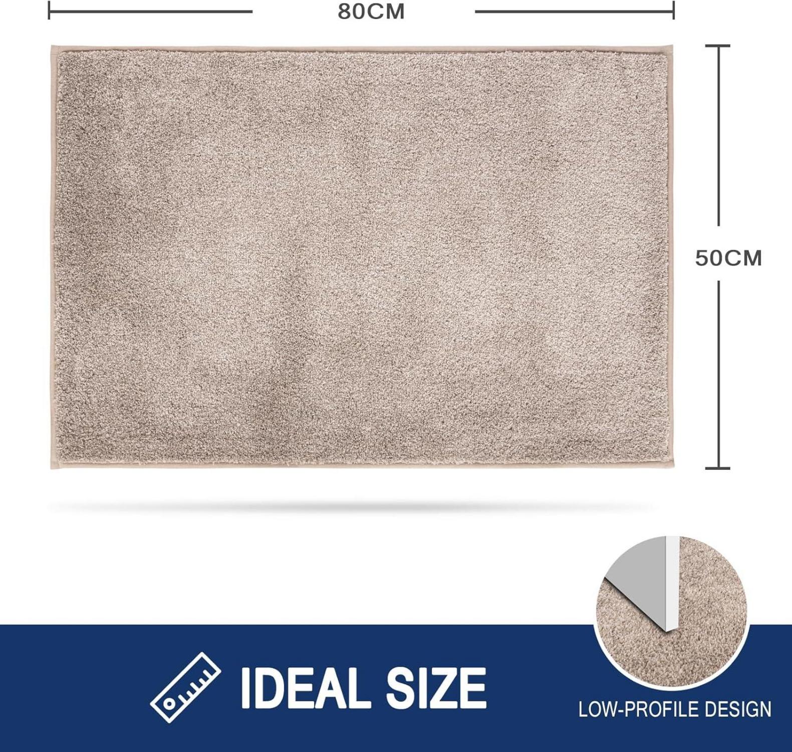 Fußmatte 50 x 80 cm rutschfest maschinenwaschbar Beige