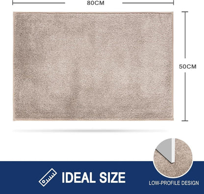 Fußmatte 50 x 80 cm rutschfest maschinenwaschbar Beige