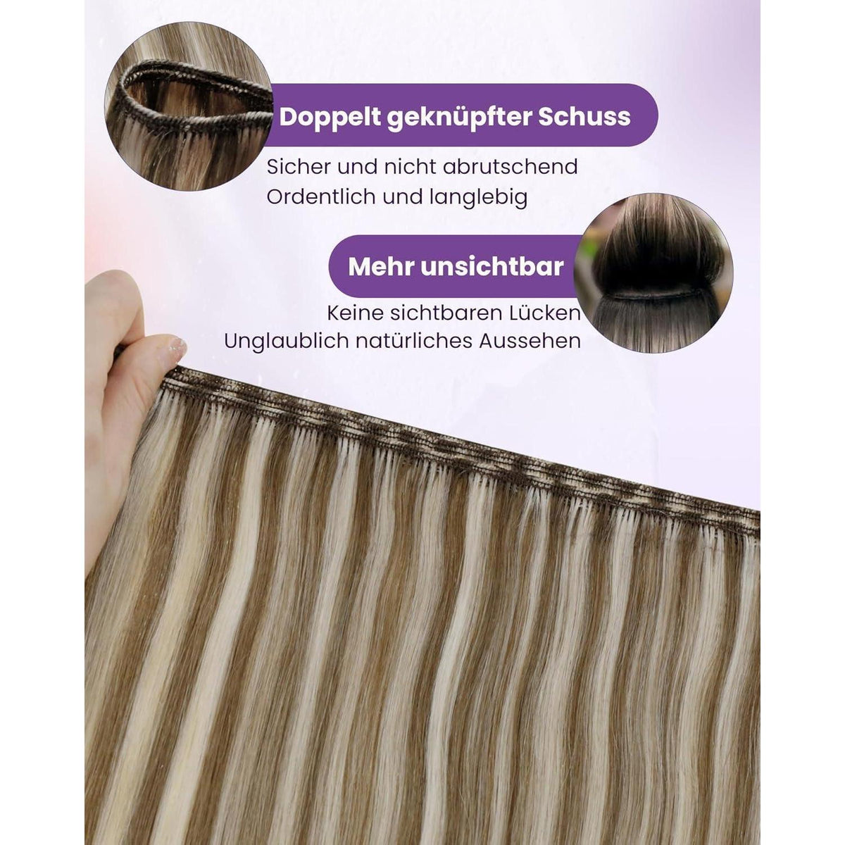 Echthaar Tressen Braun Blond 35cm zum Einnähen