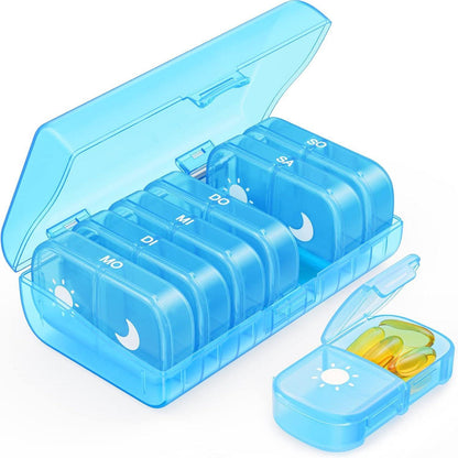Tablettenbox 7 Tage Pillendose 2 Fächer Medikamentenbox_BLAU