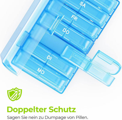 AUVON Tablettenbox 7 Tage Morgens Abends 2 Fächer Feuchtigkeitsbeständig Handtasche