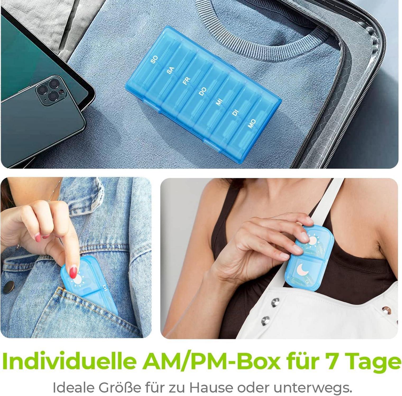 Tablettenbox 7 Tage Morgens Abends Pillendose 2 Fächer
