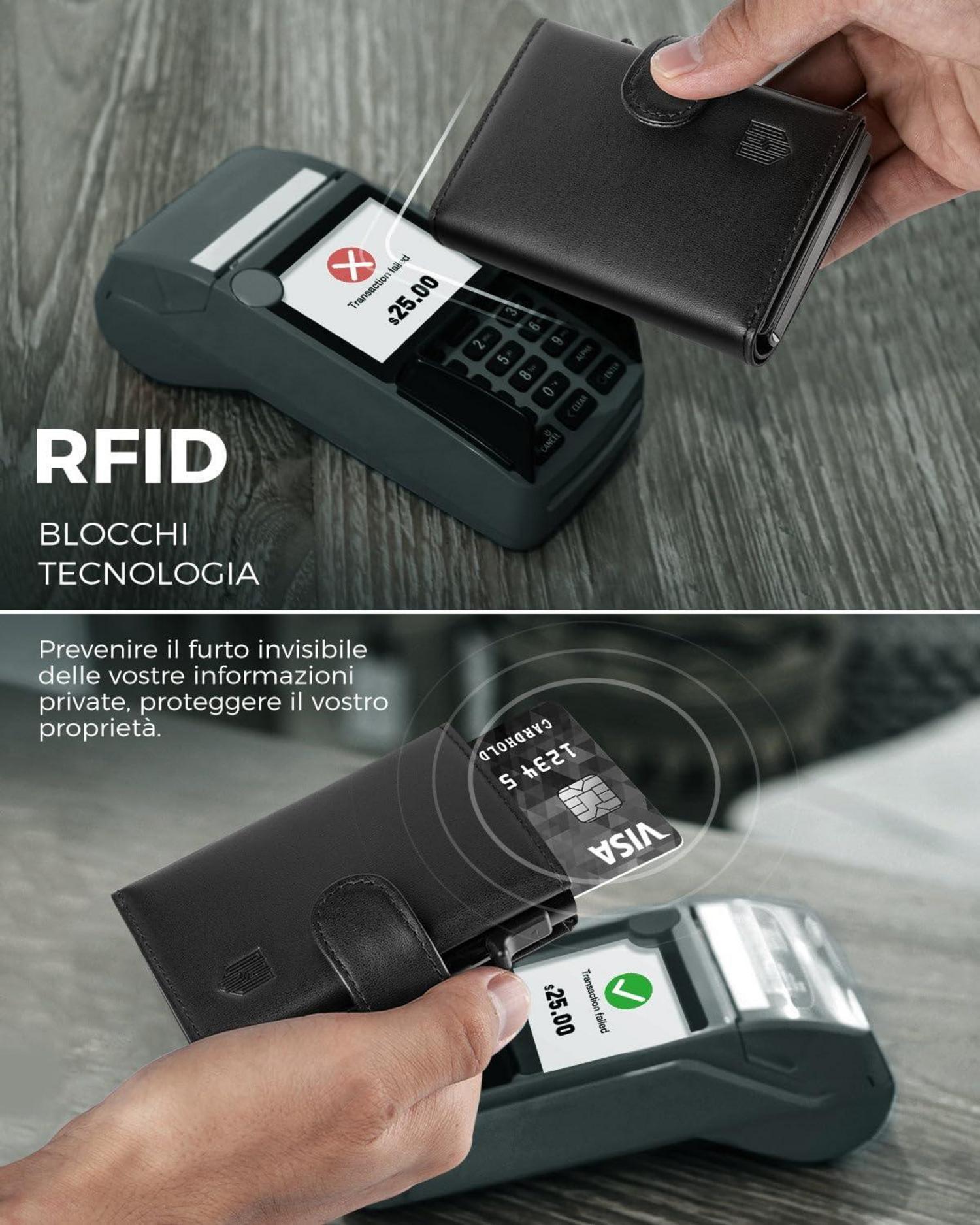 DODENSHA Airtag RFID Kreditkartenetui mit Münzfach 8-10 Karten Schwarz