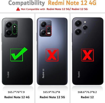 Xiaomi Redmi Note 12 4G Leder Handyhülle Schwarz mit