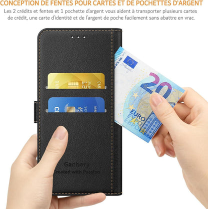 Xiaomi Redmi Note 12 4G Handyhülle Schwarz Leder Klapphülle mit Kartenschlitzen