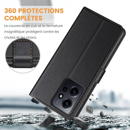 Handyhülle Xiaomi Redmi Note 12 4G Premium Leder Klapphülle Schwarz