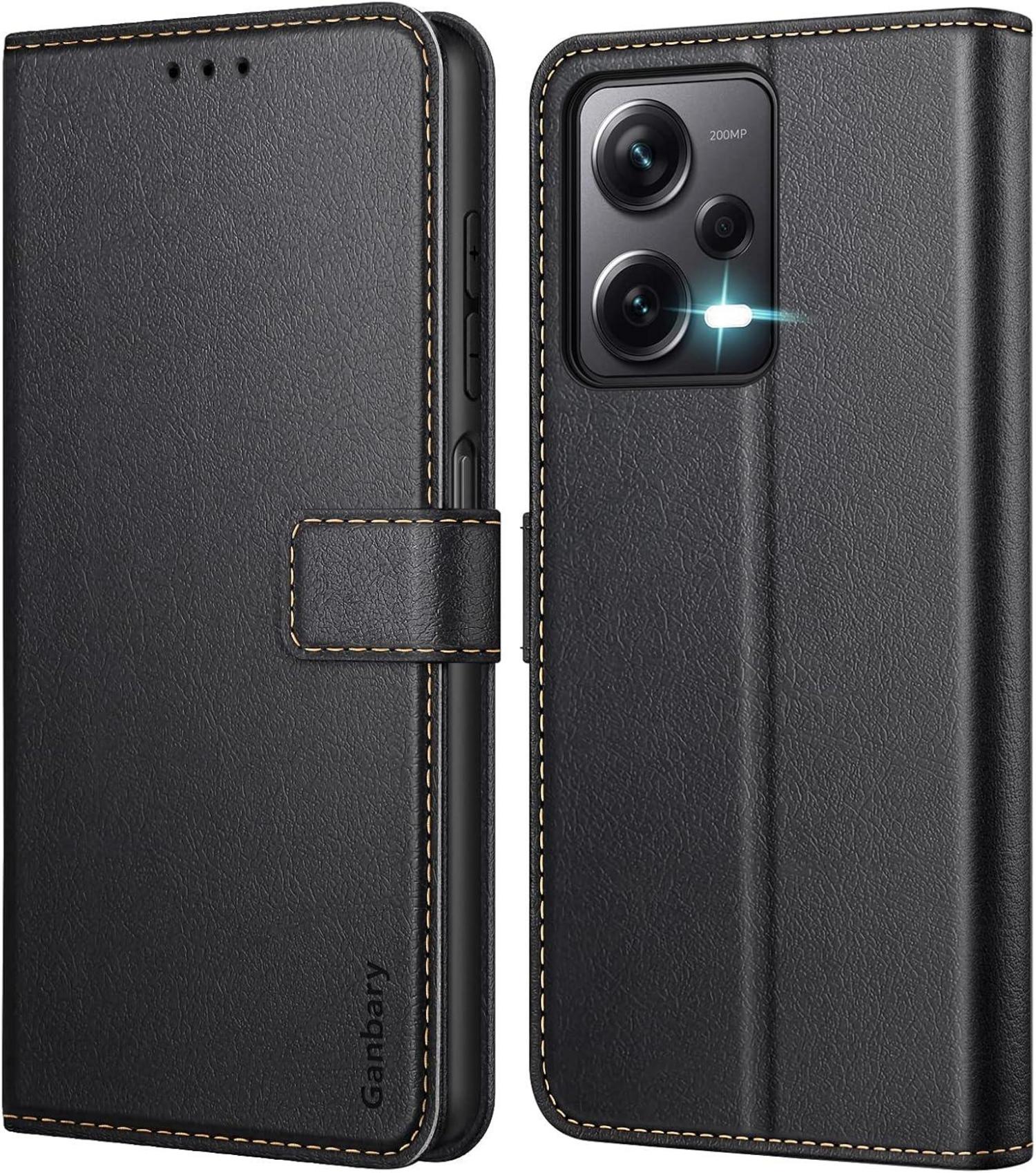 Handyhülle Xiaomi Redmi Note 12 Pro+ Leder Klapphülle Schwarz