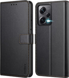 Handyhülle Xiaomi Redmi Note 12 Pro+ Leder Klapphülle Schwarz