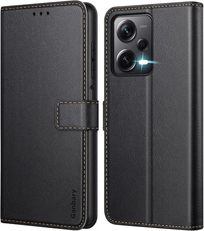 Handyhülle Xiaomi Redmi Note 12 Pro+ Leder Klapphülle Schwarz