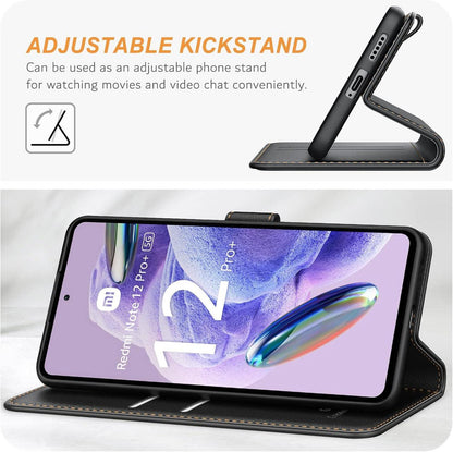 Handyhülle Xiaomi Redmi Note 12 Pro+ 5G Leder Klapphülle Schwarz