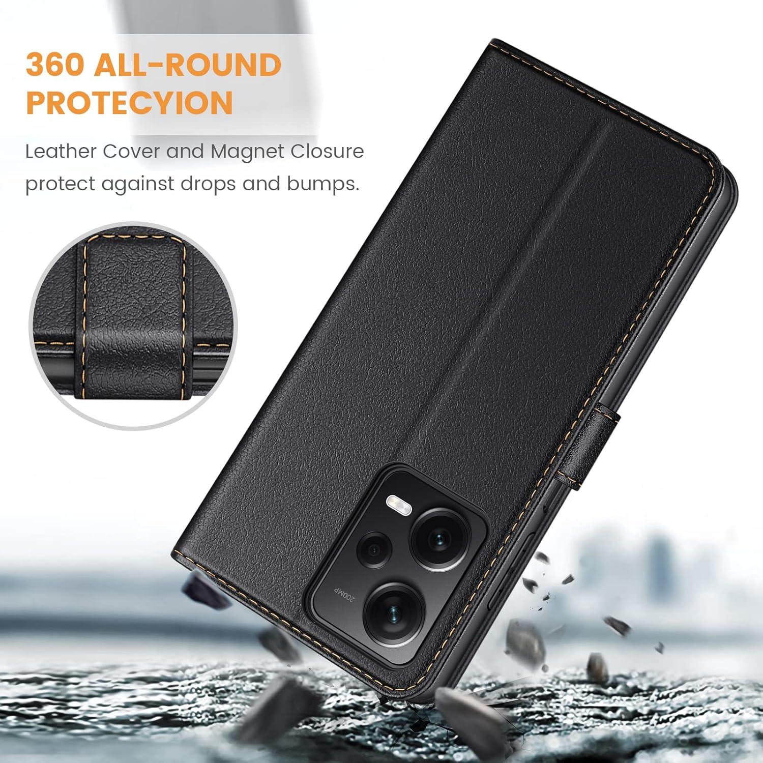Handyhülle Xiaomi Redmi Note 12 Pro+ 5G Leder Klapphülle Schwarz