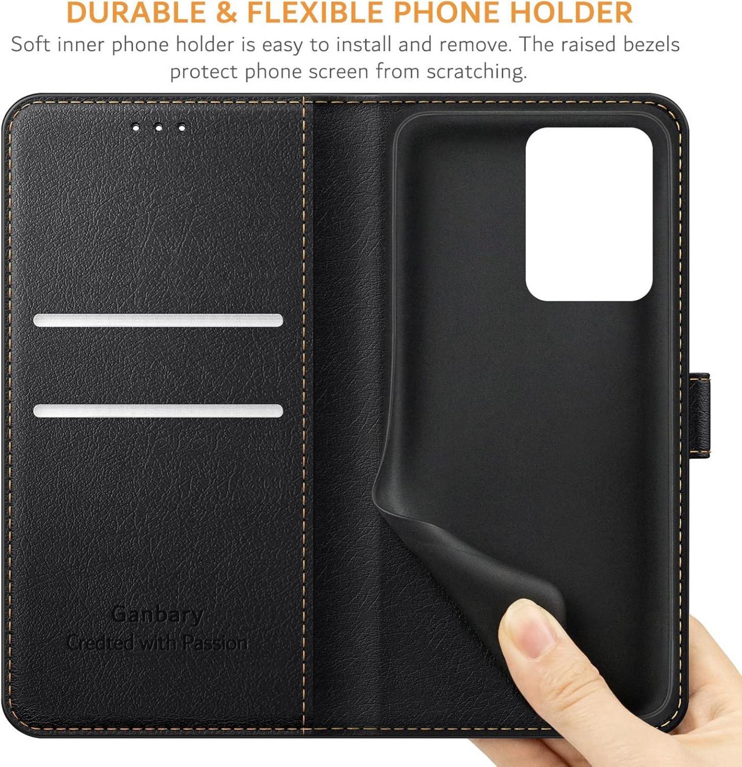 Handyhülle Xiaomi Redmi Note 12 Pro+ 5G Leder Klapphülle Schwarz