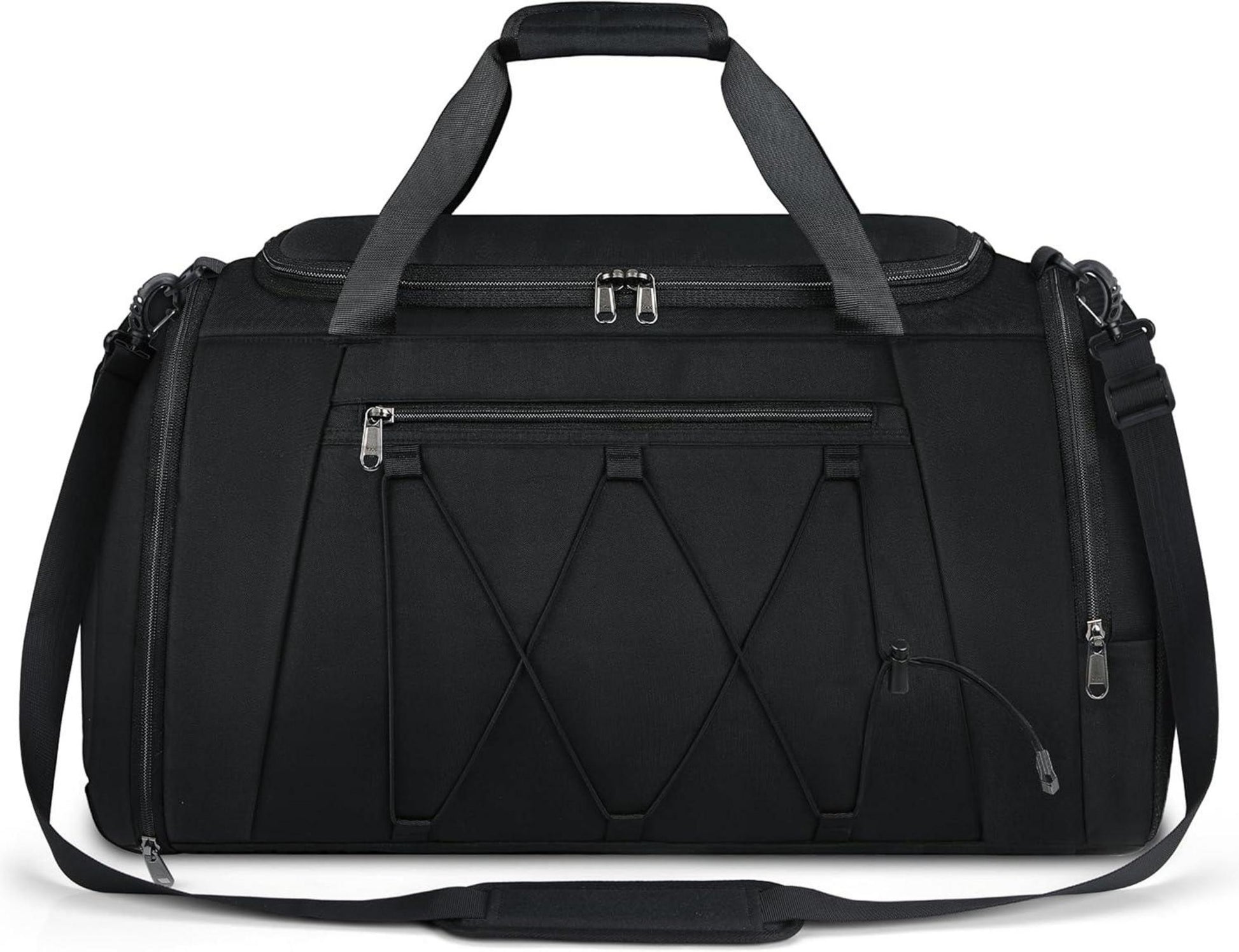 Große Sporttasche mit Schuhfach und Nassfach, 55L, Schwarz