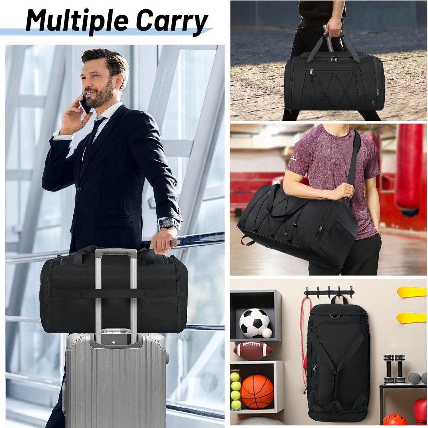 NUBILY Sporttasche Herren Damen Wasserdicht 55L Groß Schwarz